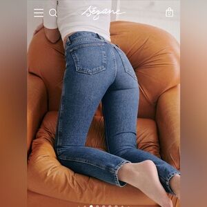 Sezane Skinny High-Rise Jeans in Medium Blue